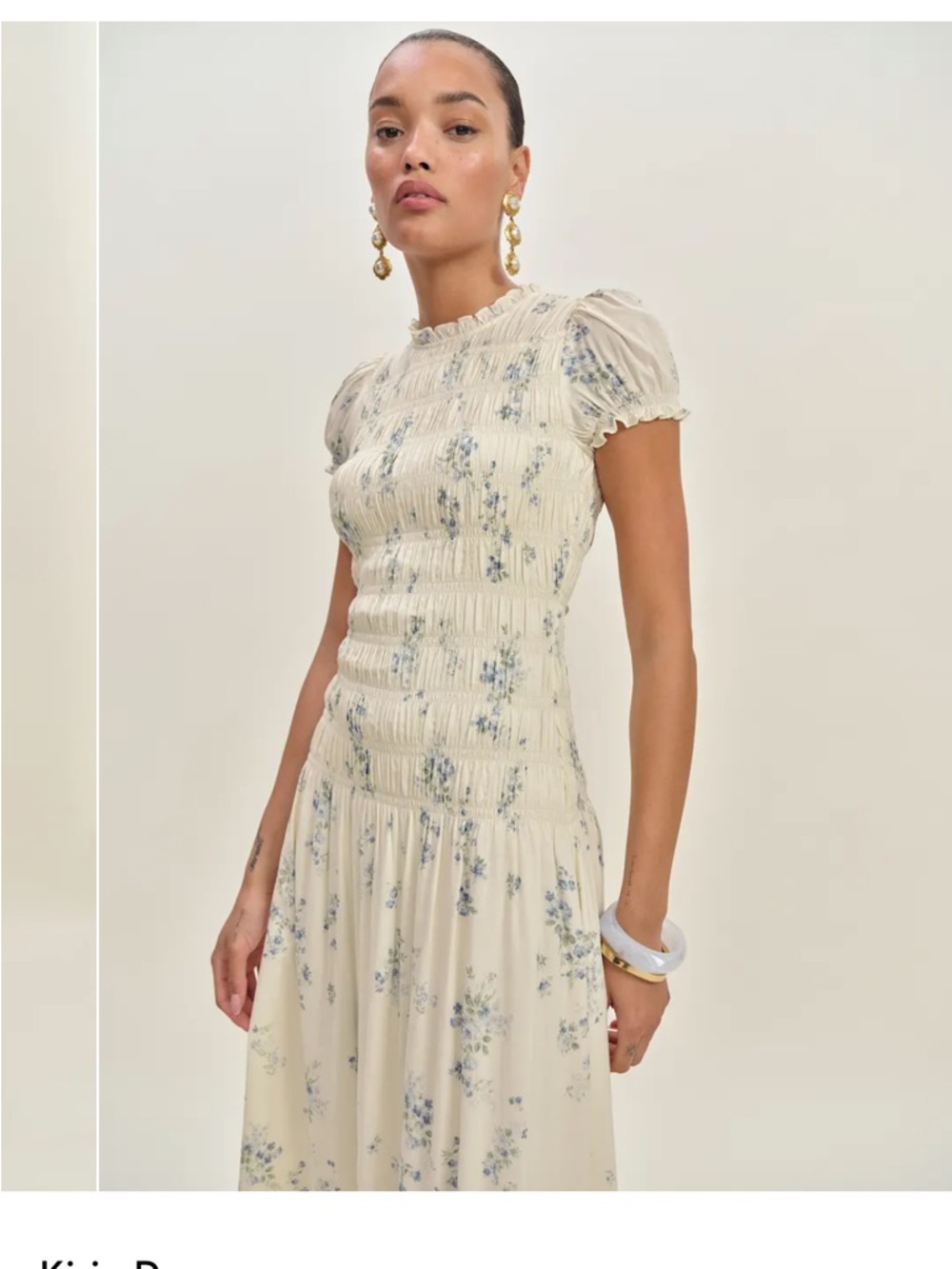 NWT Reformation KIRIA RUCHED FLORAL MIDI DRESS Size 6 - Picture 4 of 12